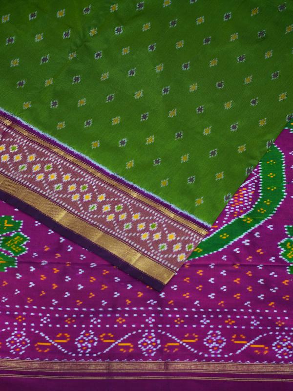 Mehendi green purple handloom pochampally ikat silk saree