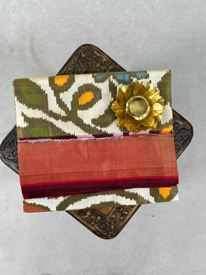 Pochampally ikat pure silk tissue handloom saree